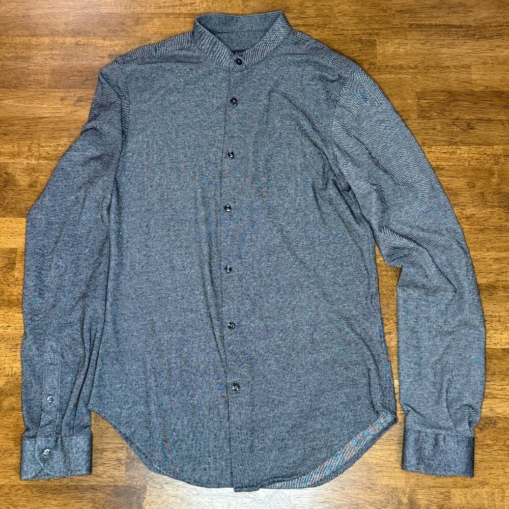 Men's Zara (Man) Slim Fit Charcoal Gray Nailhead Button Down Size S